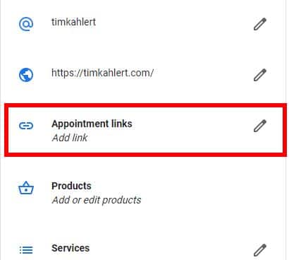 appointment backlink on Google Business Profile
