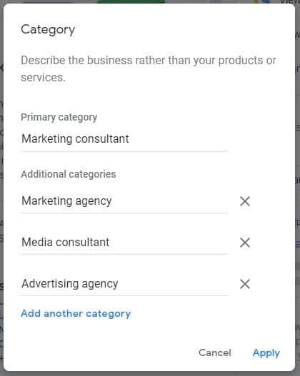 Google Business Profile Categories