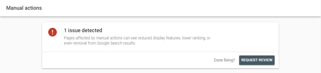 manual actions google search console