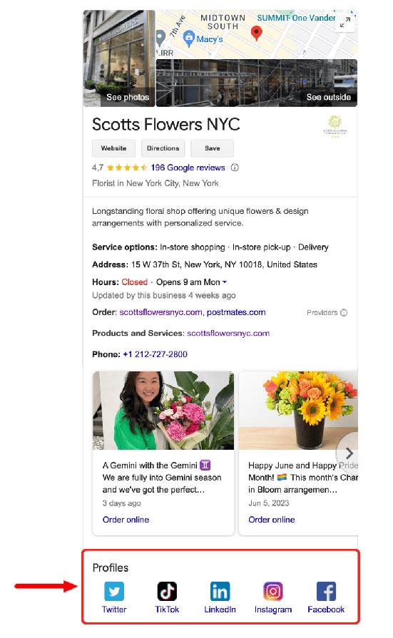 how to get social media links on your google business profile