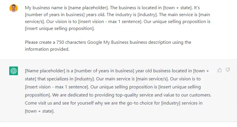 Google-My-Business-Description ChatGPT