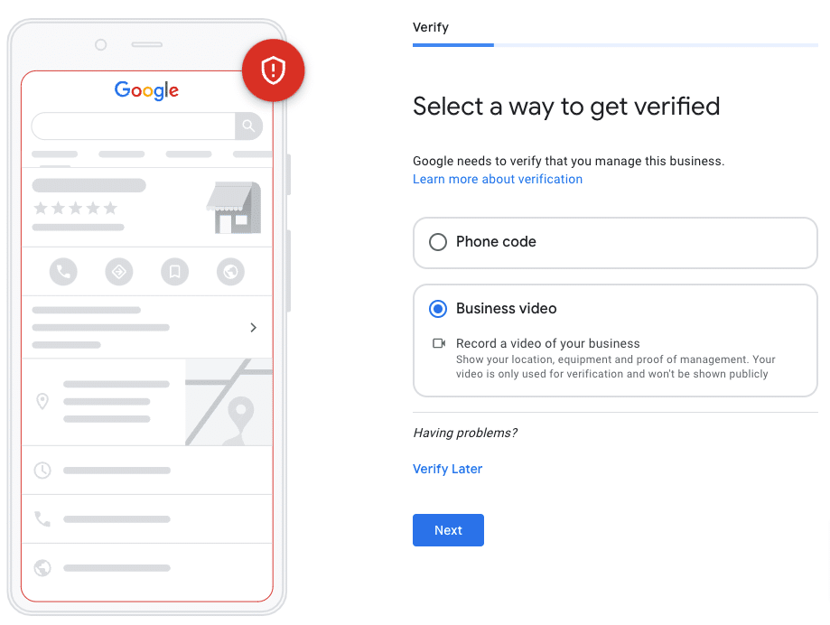 choose a verification method