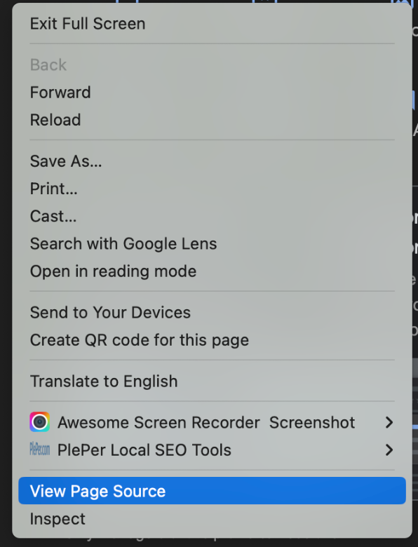 view page source
