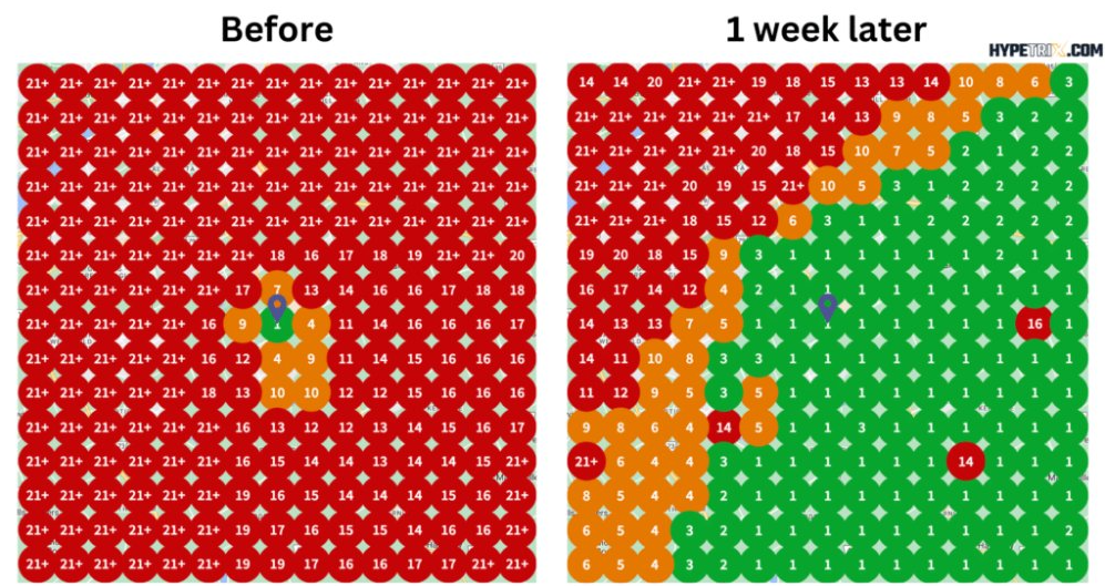 Map-pack ranking before and after