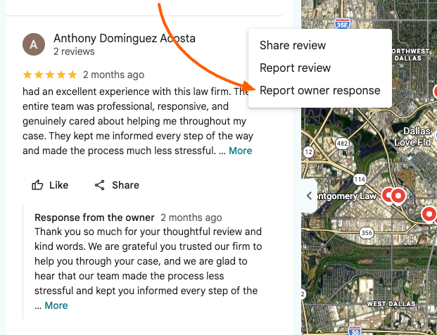 New: Report owner review response on Google Maps